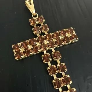 Pingente - crucifixo em strass marrom - Foto 2