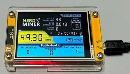 1060KH/S Nerdminer 2.8 Polegada Display Inteligente Bitcoin Crypto Solo - Foto 3