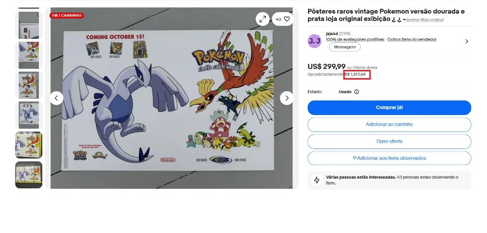 Material de divulgação POKÉMON GOLD & SILVER original - Foto 2