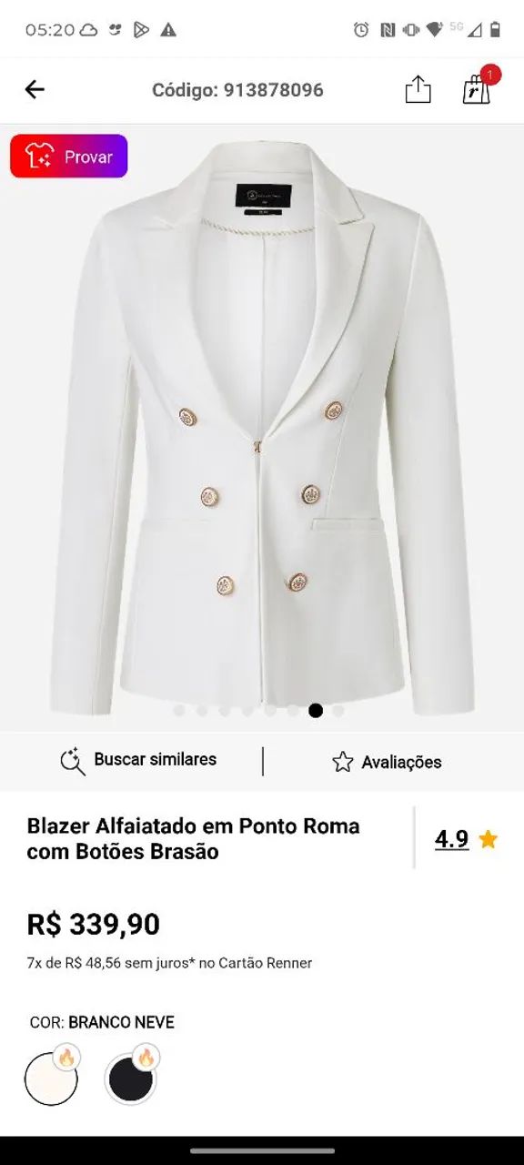 Blusa coleção Renner branca nunca usado 