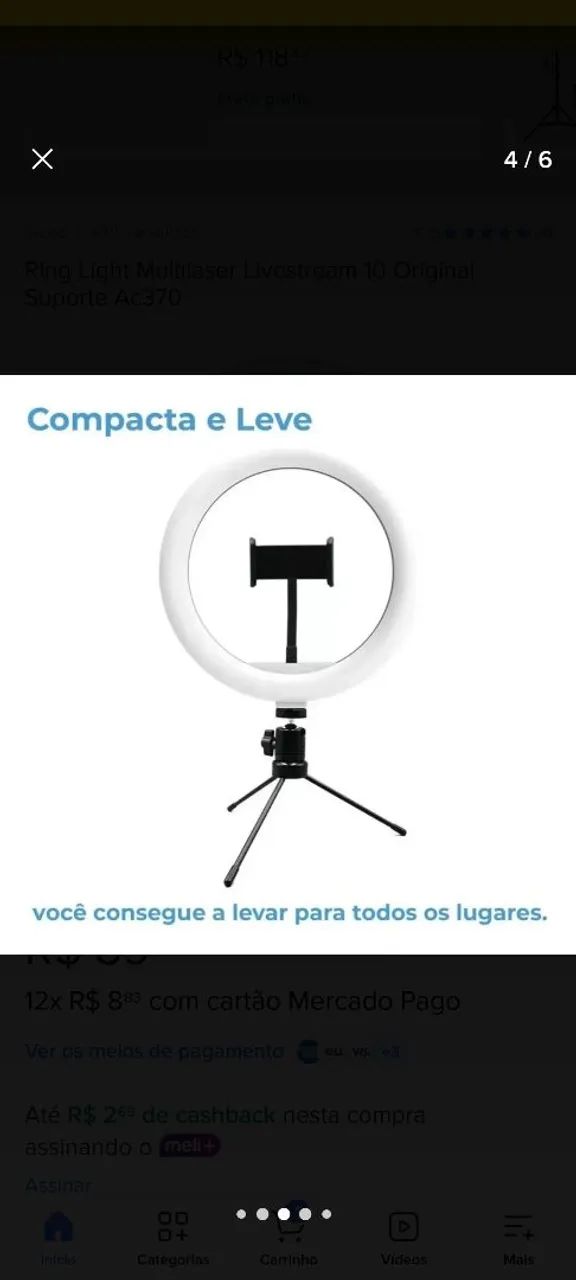 Ring light novo na caixa 8 polegadas ideal para Live ou fotos - Foto 2