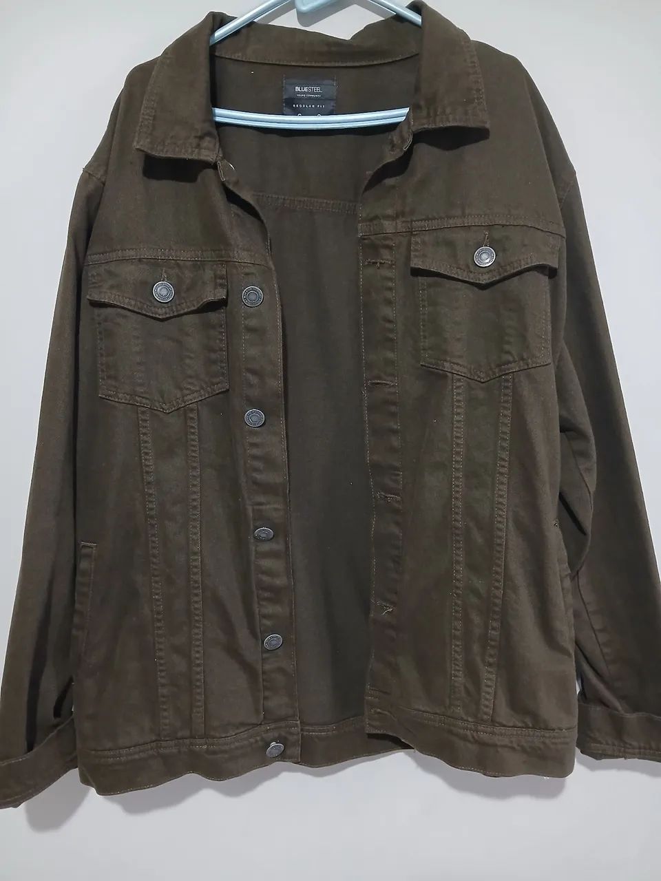 Jaqueta masculina de sarja (estilo trucker) marrom bluesteel - Foto 2