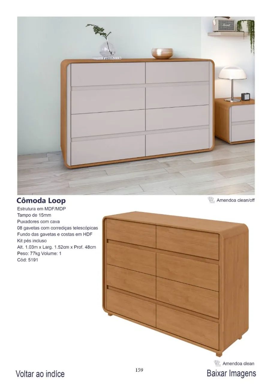 Cômoda Loop mdp/mdf  8 gavetas corrediças telescópicas  - Foto 4