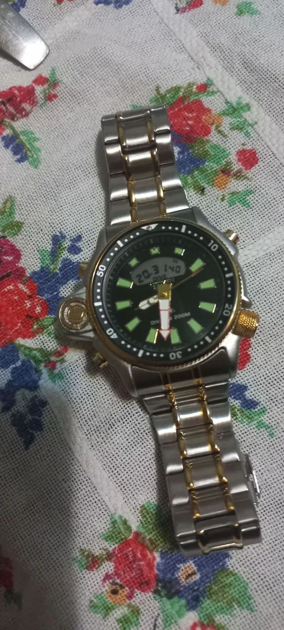 洋楽 j Relógio Citzen aqualand jp2000 série ouro - Acessórios - Jardim