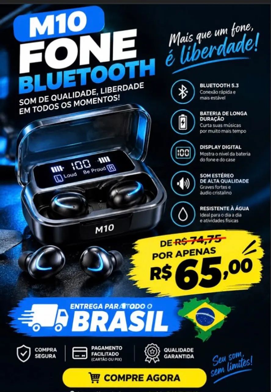 FONE DE OUVIDO BLUETOOTH SEM FIO  - Foto 2