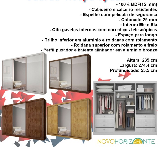 Quarto roupeiro casal 100% MDF 