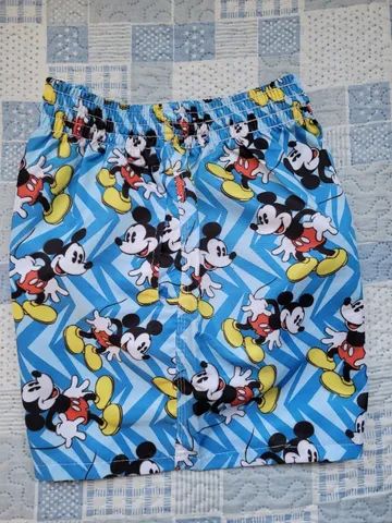 Short Tactel "tipo Praia" estampada com a figura do Mickey - Tam G - Foto 4