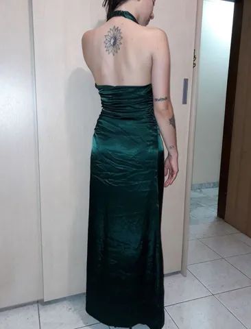 Vestido Festa Verde Cetim - Foto 4