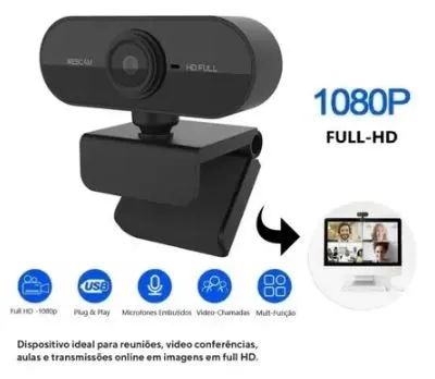 Webcam Full Hd Com Microfone Embutido 1920x1080 Usb 360° 