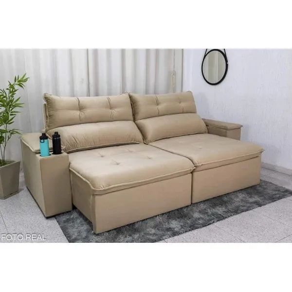 Sofá Retrátil Reclinável 2.50m Prata D33 e Molas Ensacadas rf65  - Foto 4