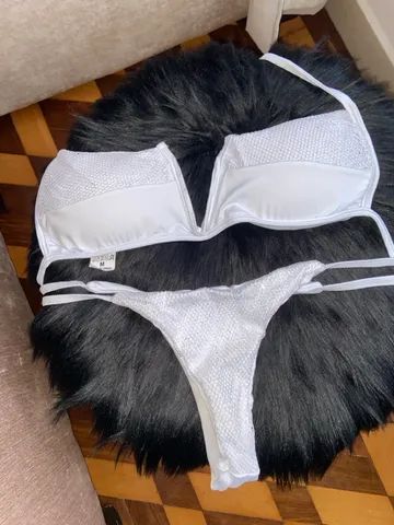 Biquíni branco com glitter tamanho M NOVO - Foto 3