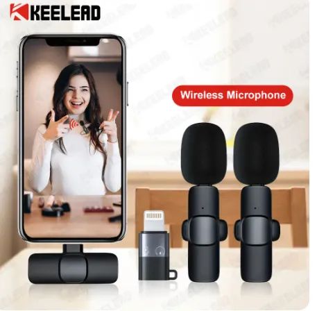 Microfone de lapela sem fio portátil 2 em 1