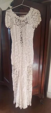 Vestido longo de renda branco da Agilita  - Foto 4