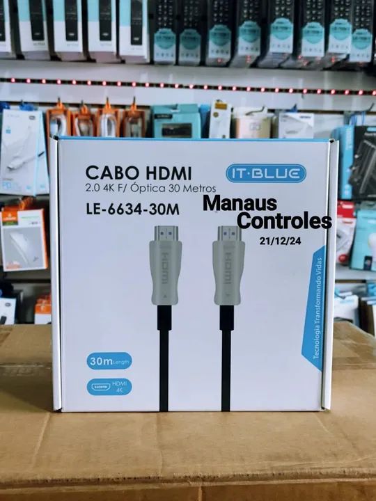 Cabo HDMI 2.0 4K 30 Metros Óptica IT-BLUE LE-6634-30M