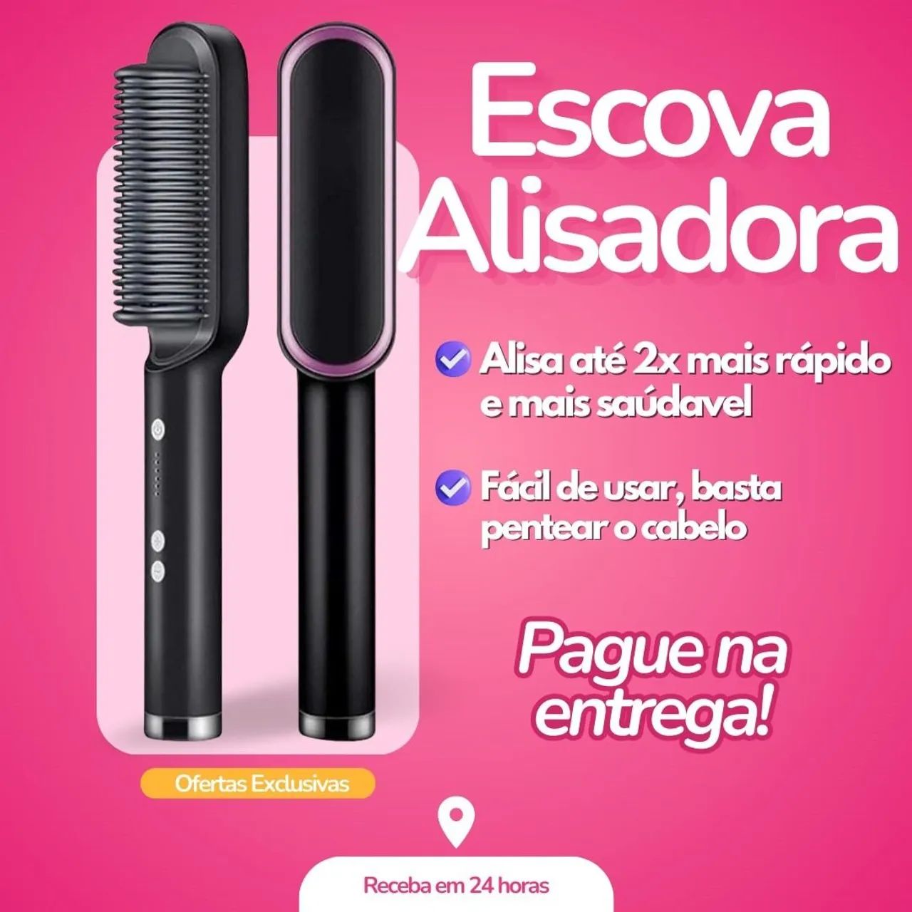 Escova alisadora 3 em 1 