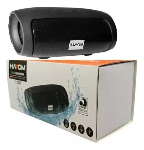 Caixa de Som Hayom Portátil, Bluetooth 5.0, Cartão SD, FM, 3W, Preto - CP2706
