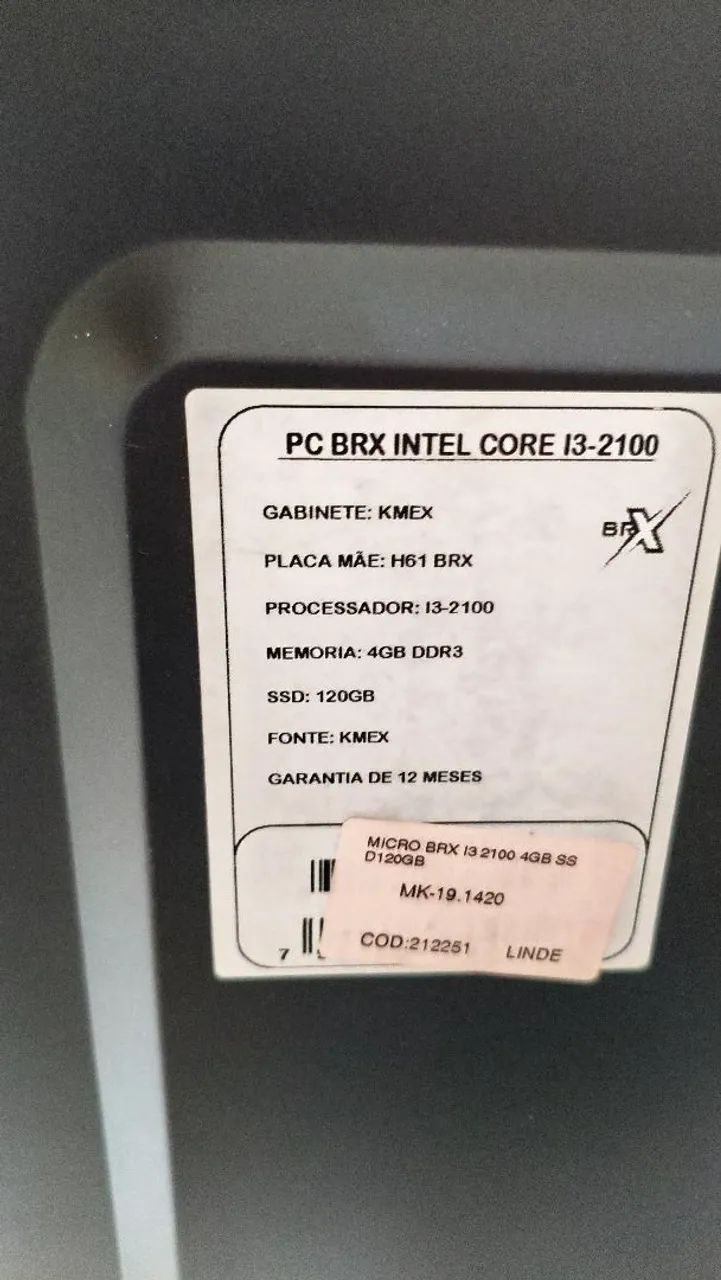 Gabinete/CPU KMEX, processador Intel I3, 4 GB RAM, SSD 120 GB  - Foto 3