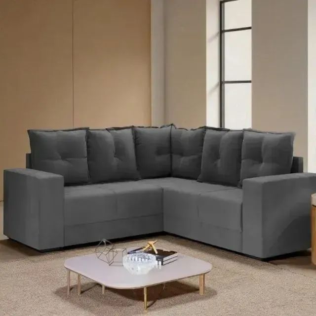 Oferta Sofá de Canto Patricia Cinza (FRETE GRÁTIS)