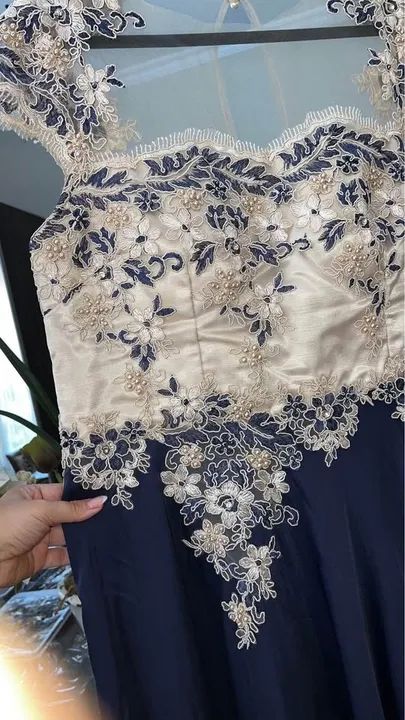 Vestido longo azul marinho - Foto 3