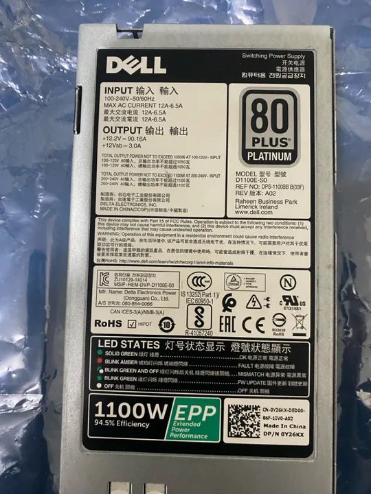 Fonte Dell 1100W 80 Plus Platinum  - Foto 3