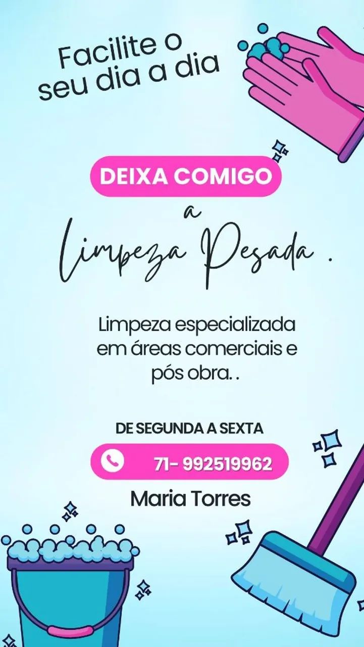 Limpeza de áreas comerciais e pós obra. 