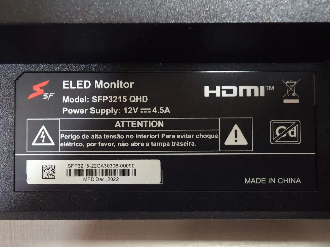 Monitor de 32 polegadas Qhd 1440p 75hz 1ms da superframe em perfeito estado. Parece novo.64739263798659122