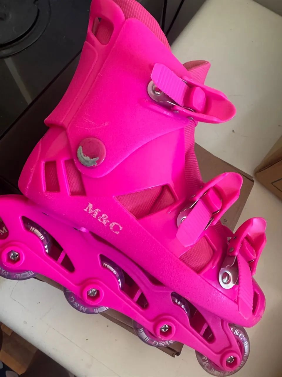 Patins Inline Infantil Rosa M&C - Foto 5