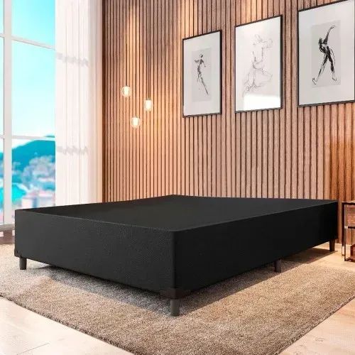 OFERTA Base Box casal Suede Preto NOVO