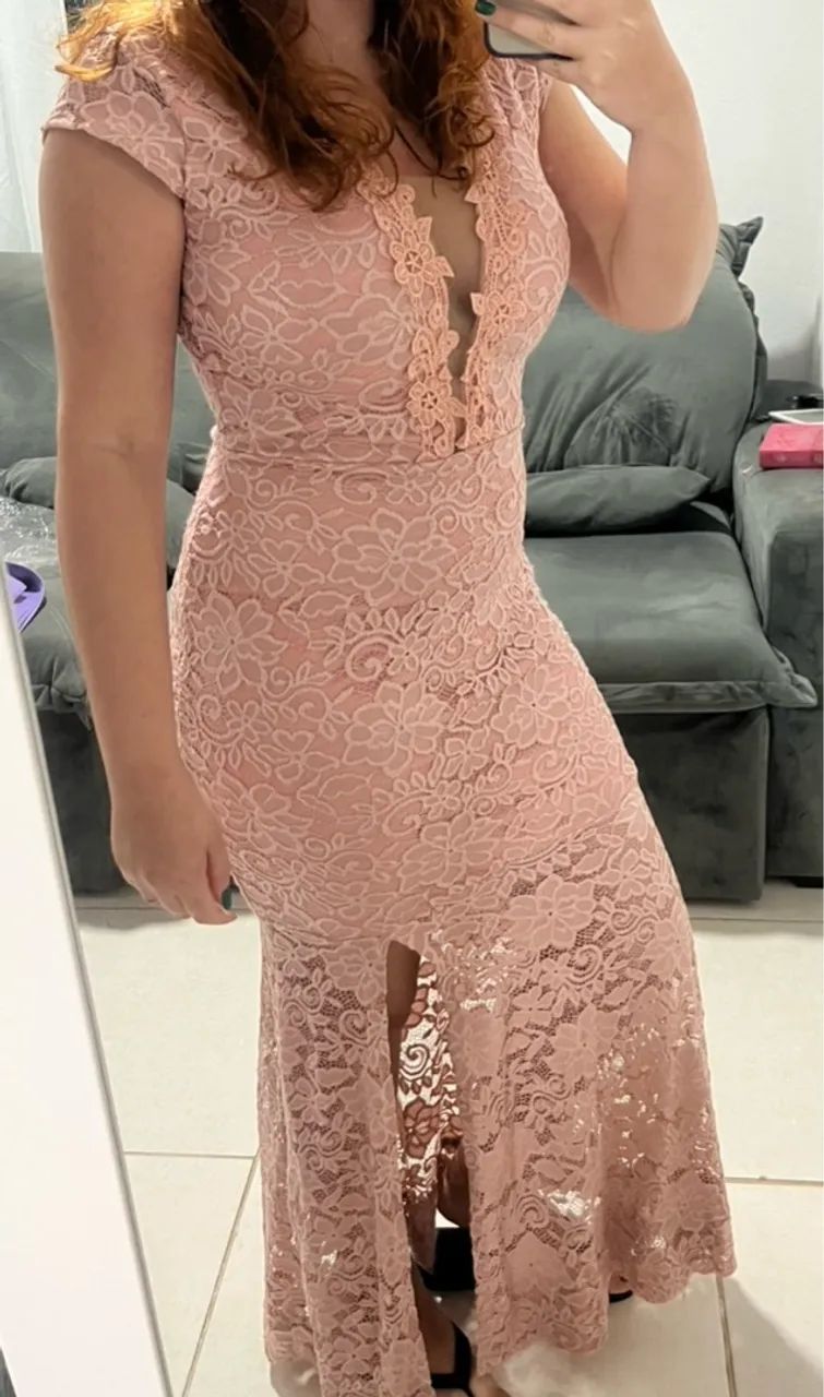 Vestido longo de renda 