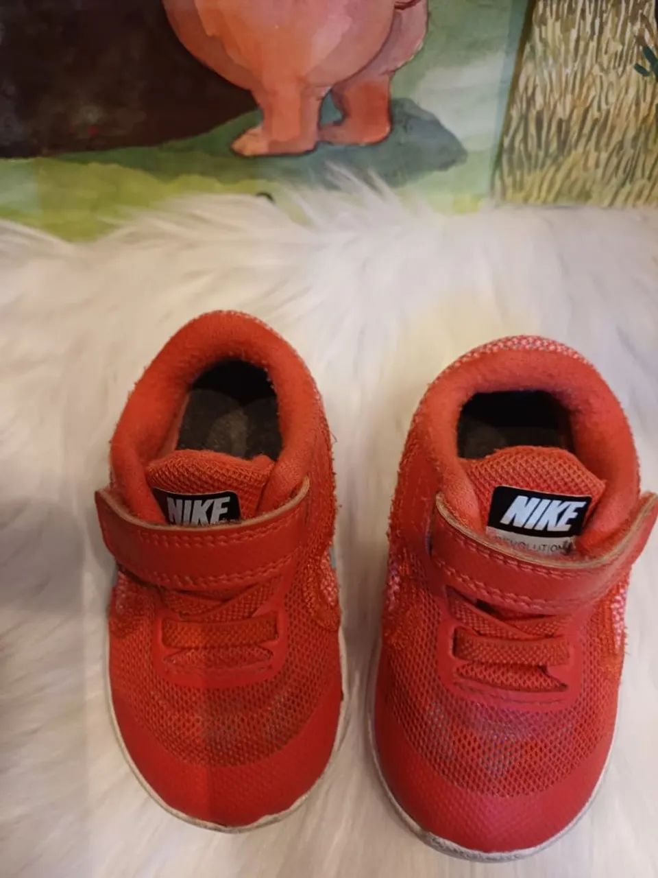 Tênis baby Nike revolution 3 semi-novo, laranja com detalhe em azul, tam.19,5.