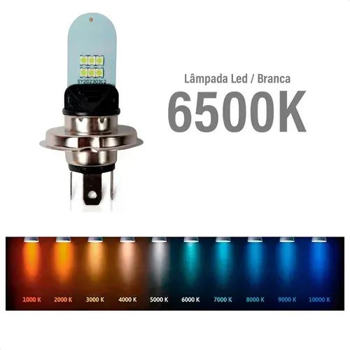 Lâmpada Led H4 Moto 12v 6w 6500k Branca - Foto 4