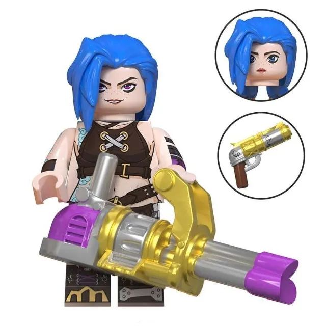 Personagem Jinx Arcane LOL League of Legends estilo Lego