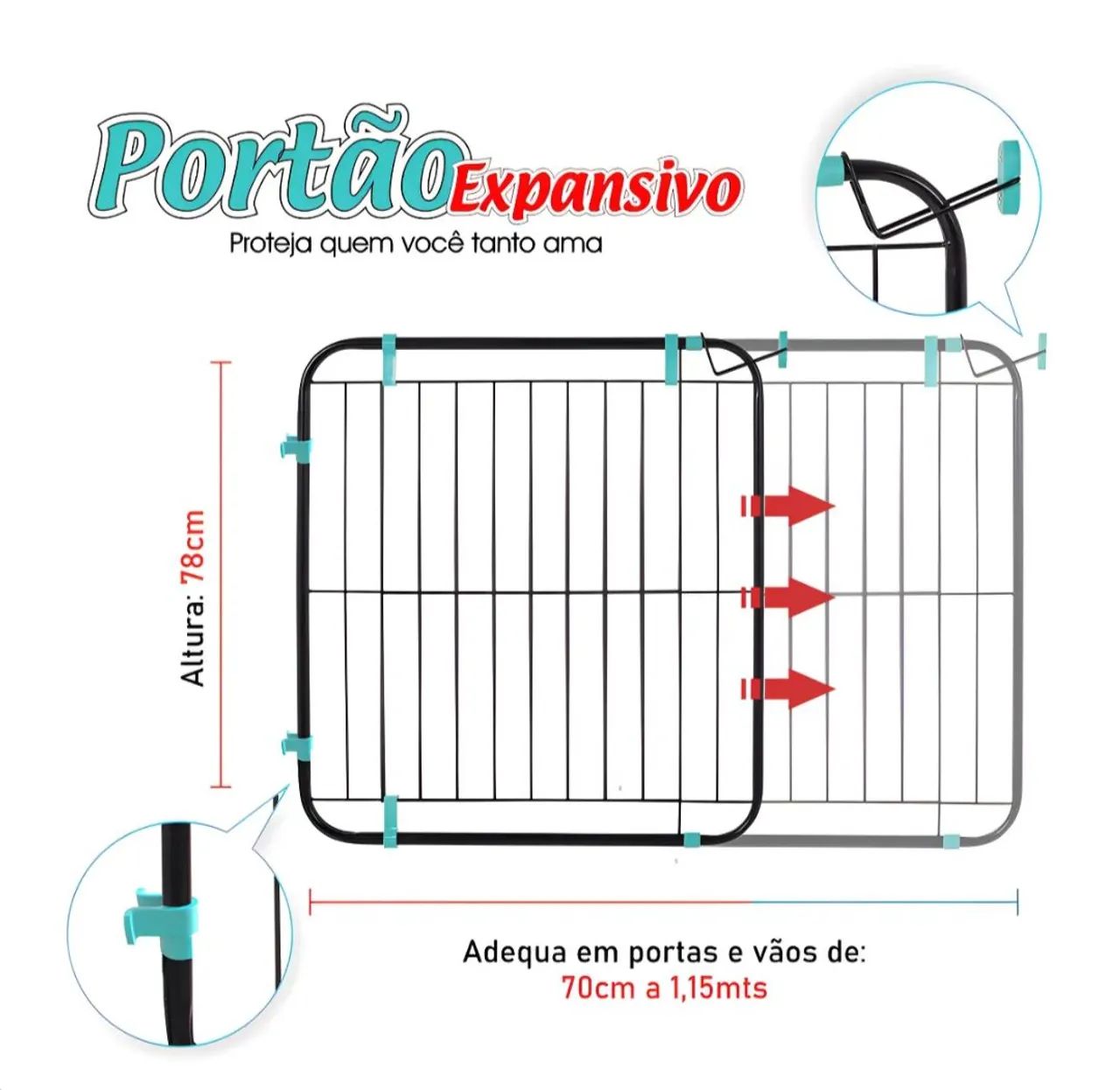Vendo portão grade expansivo para criança ou pet de 70 a 115 cm. pet