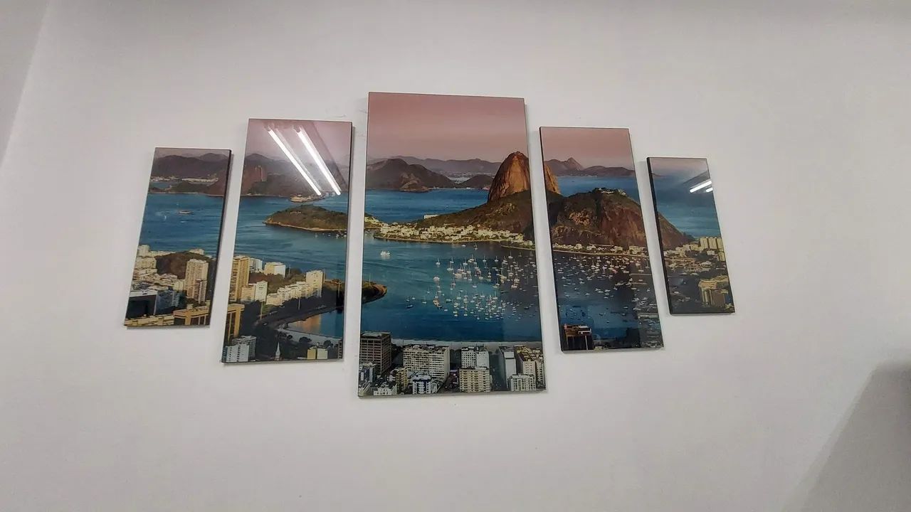Quadro em 5 partes com paisagens do Rio de Janeiro