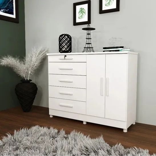 Cômoda 5 Gavetas 1 C/Chave 2Portas 1.36M. São Produtos Novos Direto de Fábrica P/Sua Casa.