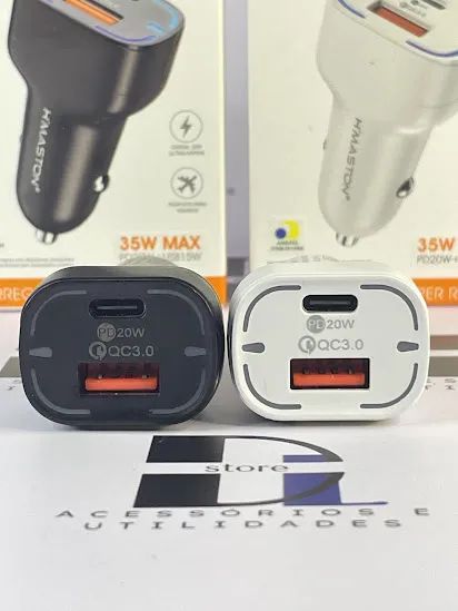 Carregador veicular com entrada TIPO C e USB 35W - Foto 2
