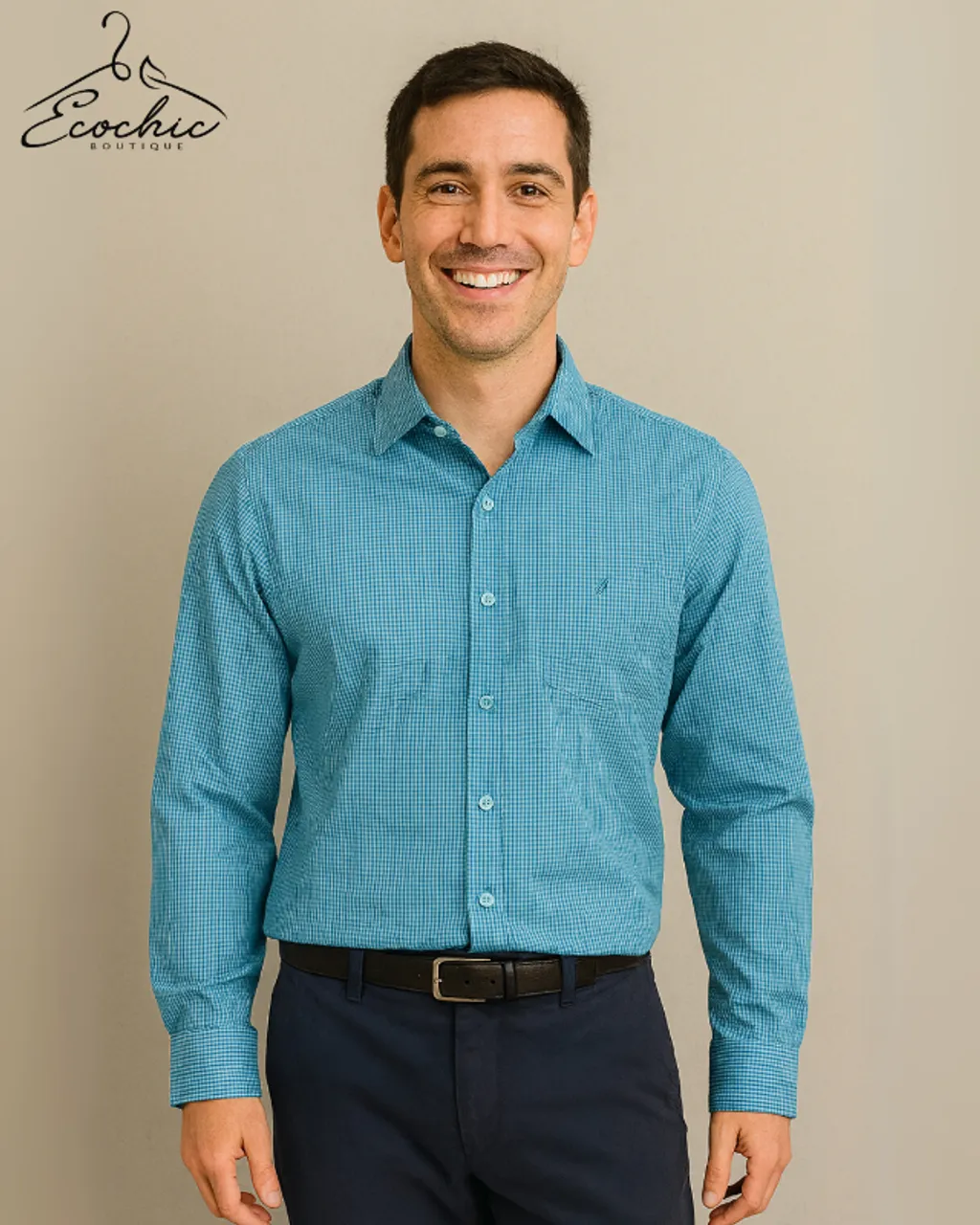 Cod.324 - Fórum, Camisa social xadrez azul M/L, Tam 4