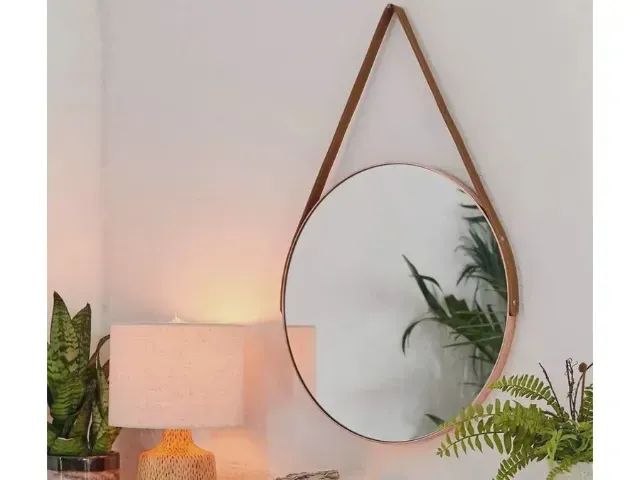 Espelho 40cm com Cinto em Couro + Suporte de Parede - R$259 - Foto 3