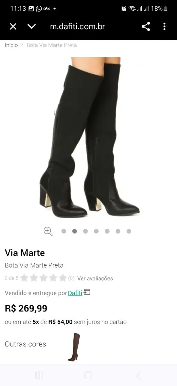 Bota Via Marte Preta Cano Longo Salto Bloco