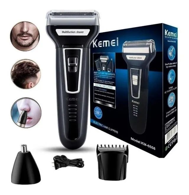 Barbeador e cortador de cabelo 3 em 1 Kemei KM-6776 Bivolt