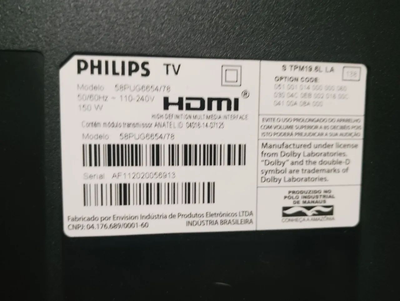 TV Phillips 58' com defeito no vídeo - Foto 4