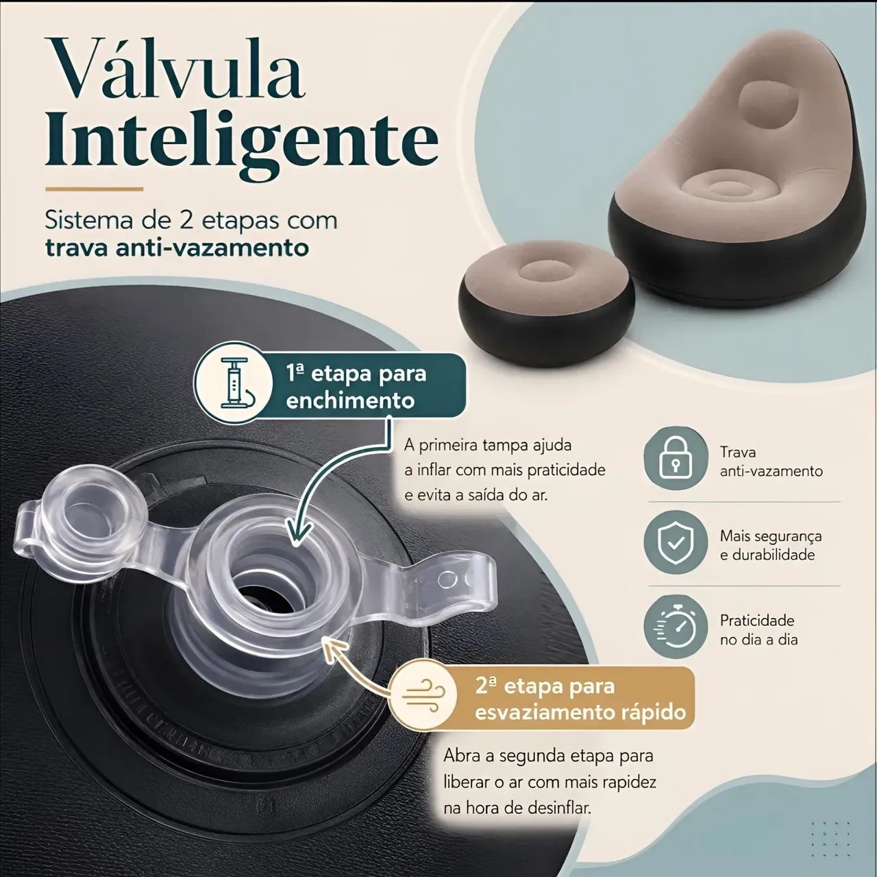 Poltrona inflável completa - confortável e portátil - Foto 4