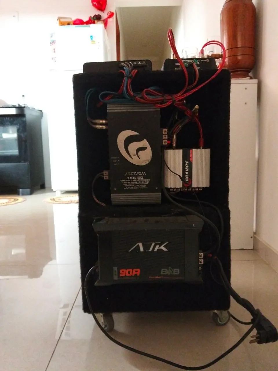 CAIXA DE SOM COMPLETA COM RODINHA E LED - Foto 4