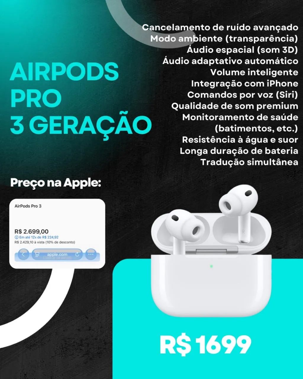 AirPods Pro 3 - Equipamentos e Acessórios de Som - Jardins