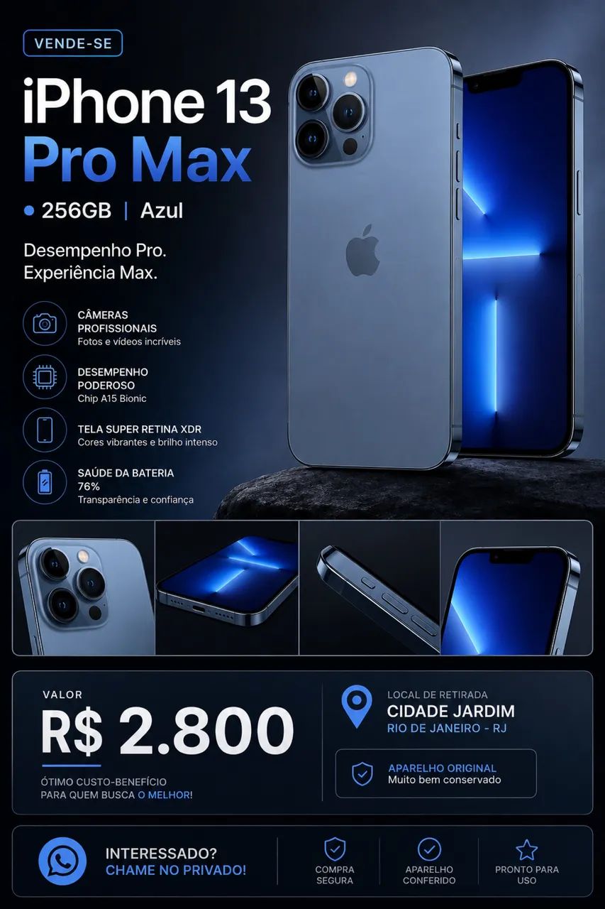 iPhone 13 ProMax 256gb azul - Celulares e Smartphones - Barra