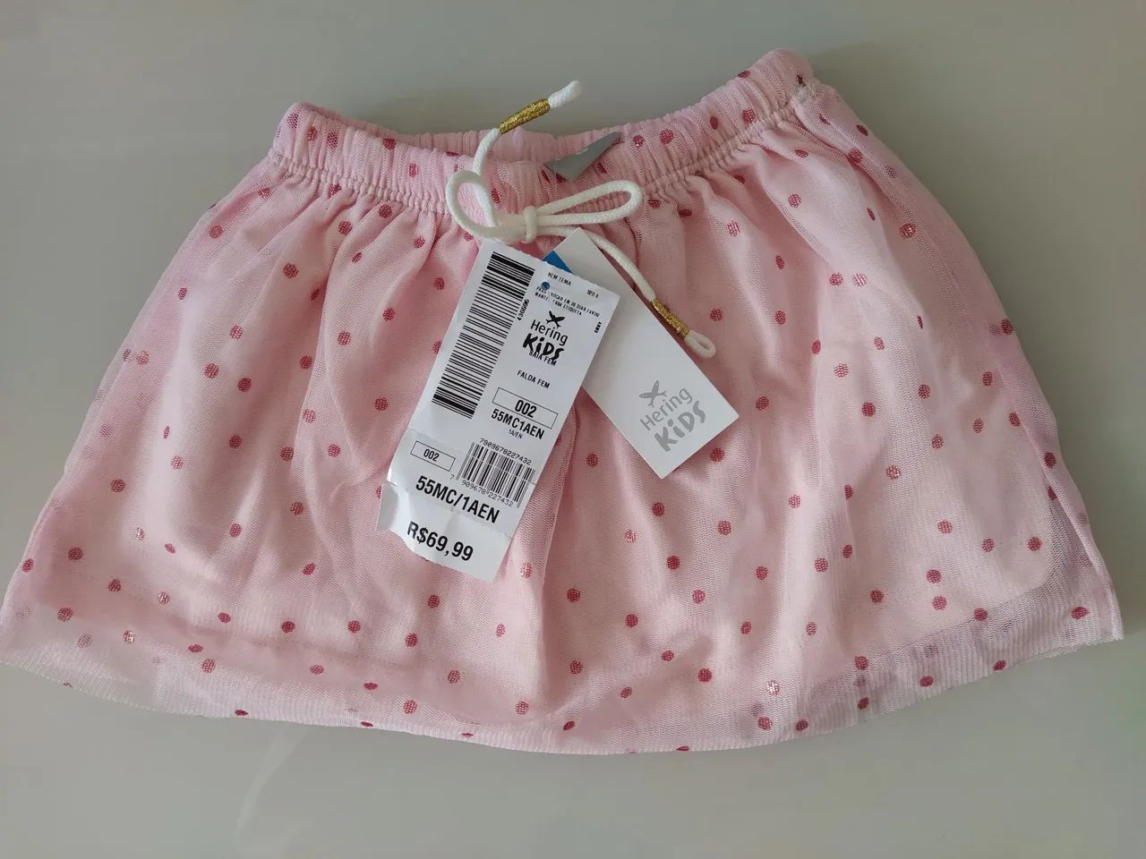 Saia de tule infantil.NOVA! Possui forro 100% algodão, elástico no cós e estampa de poás. - Foto 3