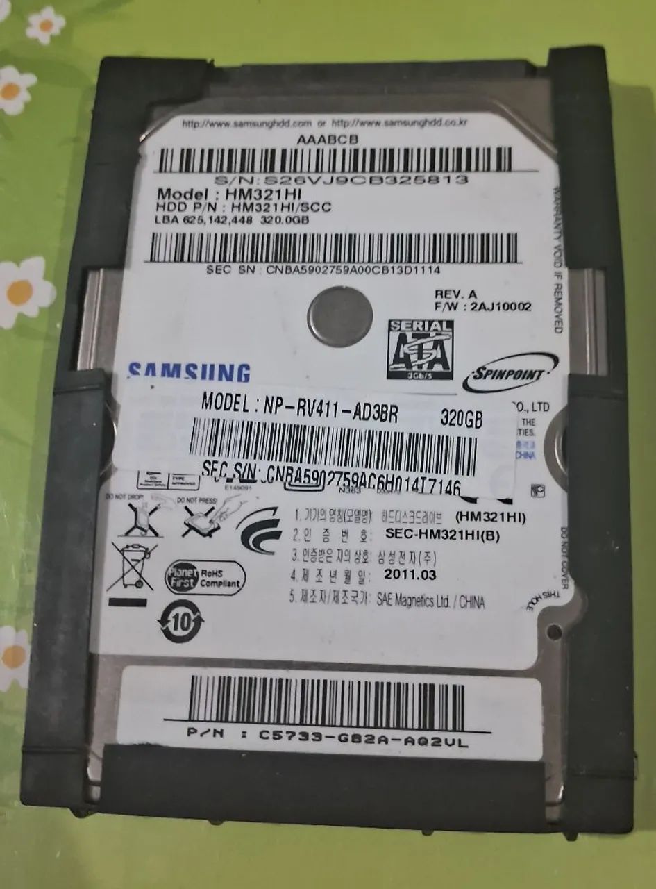 HD Notebook 320GB SATA 2.5" Samsung Spinpoint - Modelo HM321HI