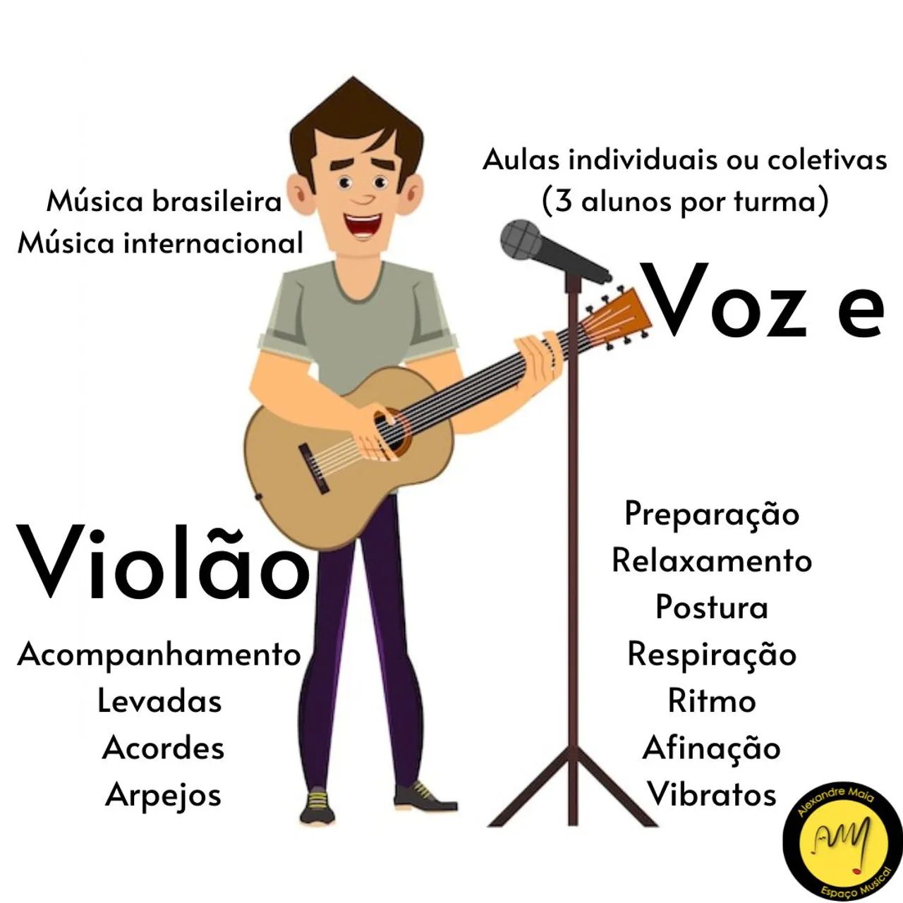 Alexandre Maia Espaço Musical - Aulas de voz e violão, guitarra, baixo e ukulele. - Foto 3