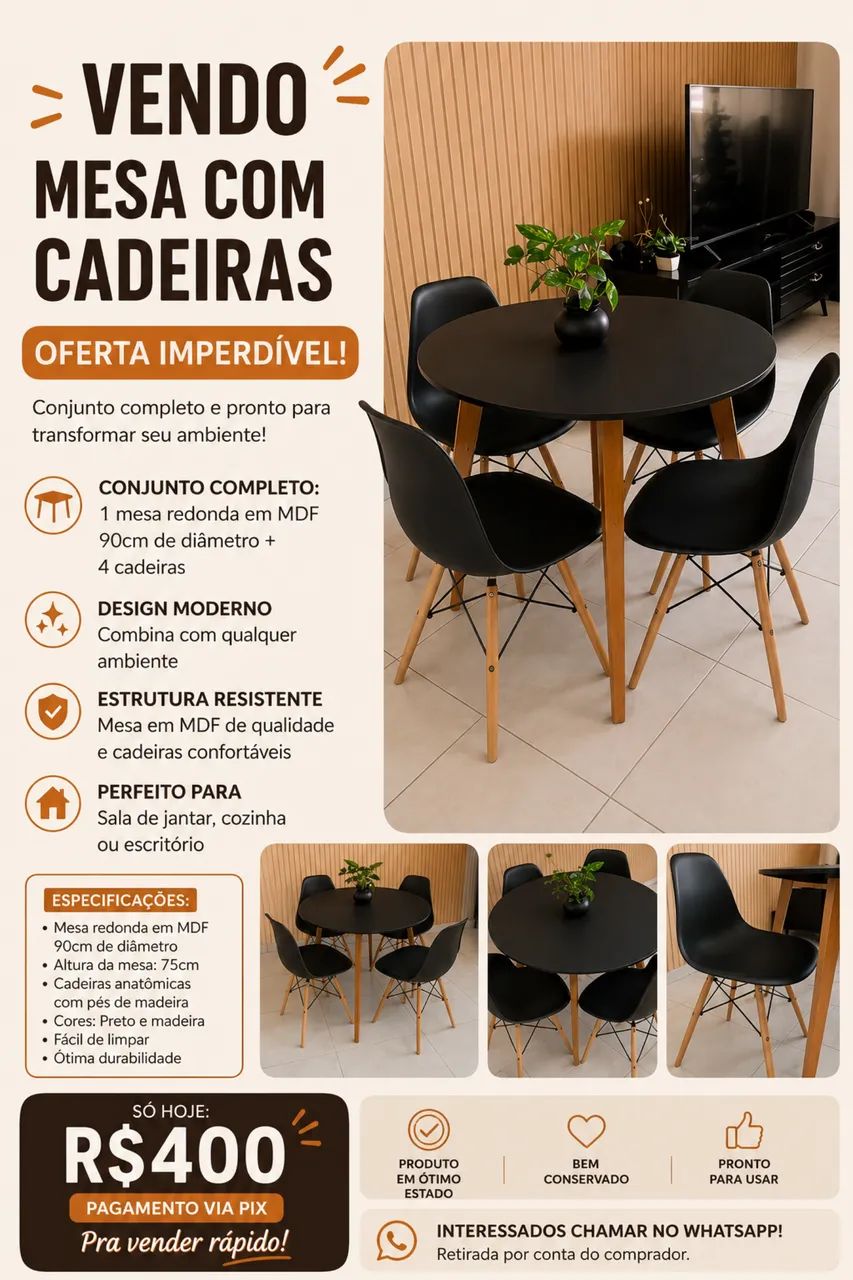 Mesa + 4 cadeiras 