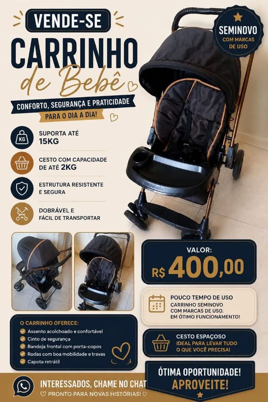 Carrinho de bebê Galzerano